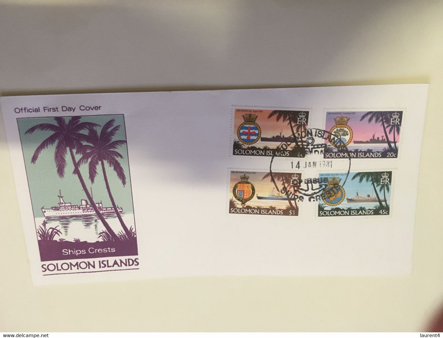 (P 16) Solomon Islands - FDC Cover - 1981 - Ship's Crests - Salomoninseln (Salomonen 1978-...)