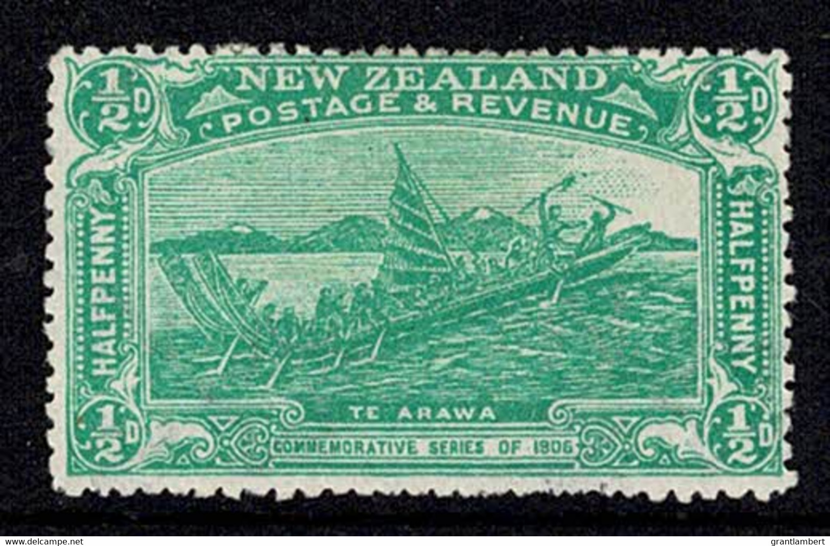 New Zealand 1906 Christchurch Exhibition 1/2d Green Maori Canoe MH - Ungebraucht