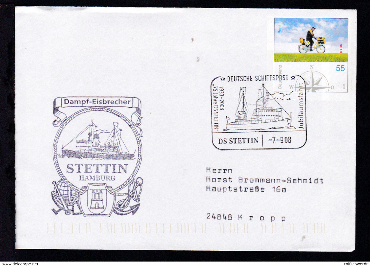 DEUTSCHE SCHIFFSPOST DS STETTIN 1933-2008 "75 Jahre DS STETTIN" Jubiläumsfahrt - Sonstige & Ohne Zuordnung