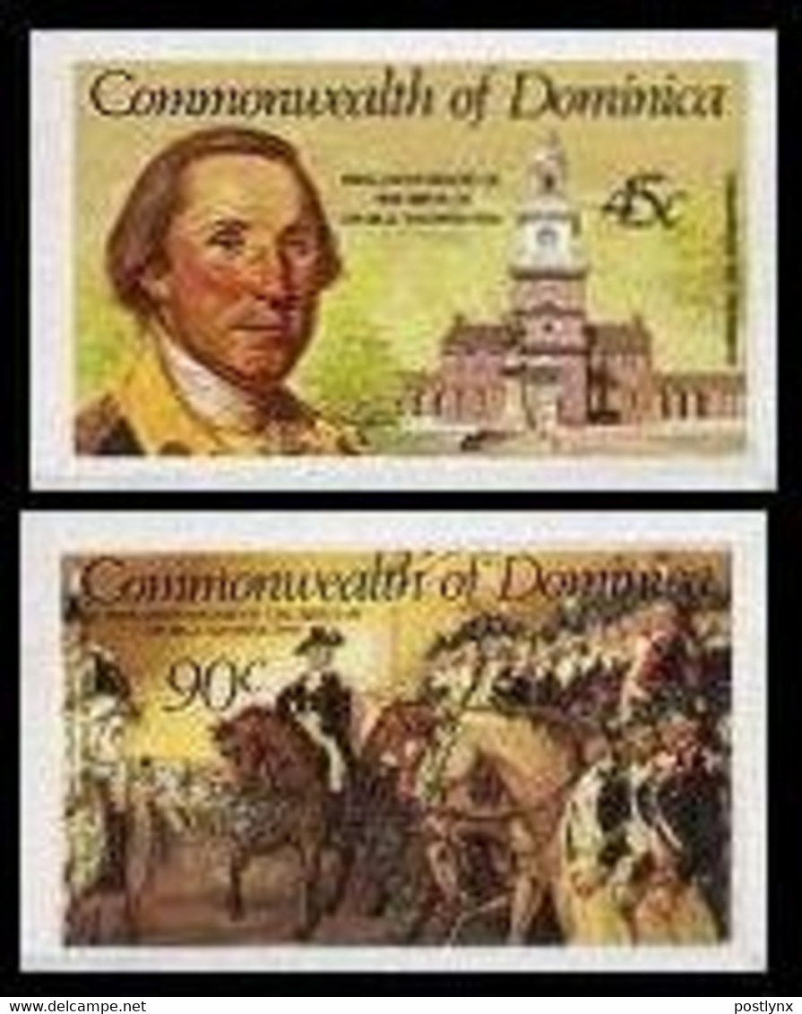 DOMINICA 1982 President Washington Clocktower 45c/90c IMPERF.SHORT SET:2 Stamps - George Washington
