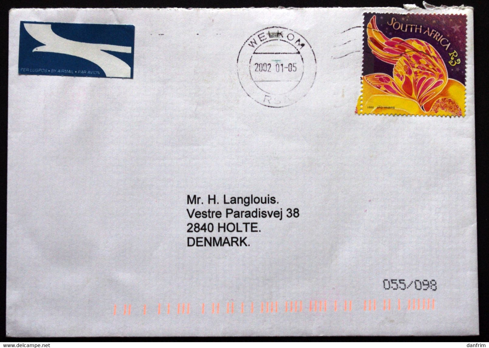 South Africa 2002 Letter To Denmark ( Lot 391  ) - Cartas & Documentos