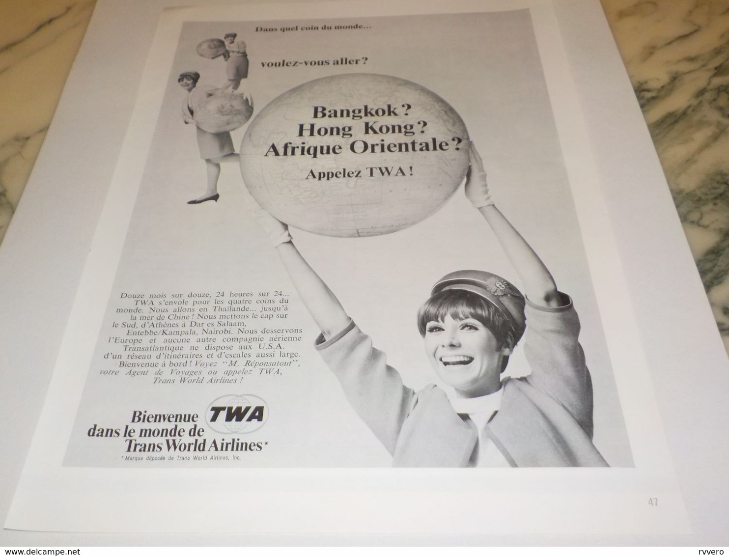 ANCIENNE PUBLICITE VOYAGE DANS QUEL COIN DU MONDE  TWA  1967 - Advertisements