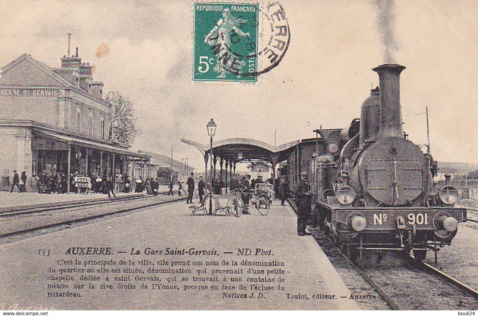 VILSEPT20-   AUXERRE  DANS L'YONNE  LA GARE SAINT GERVAIS   TACOT  EN GARE CPA  CIRCULEE - Auxerre