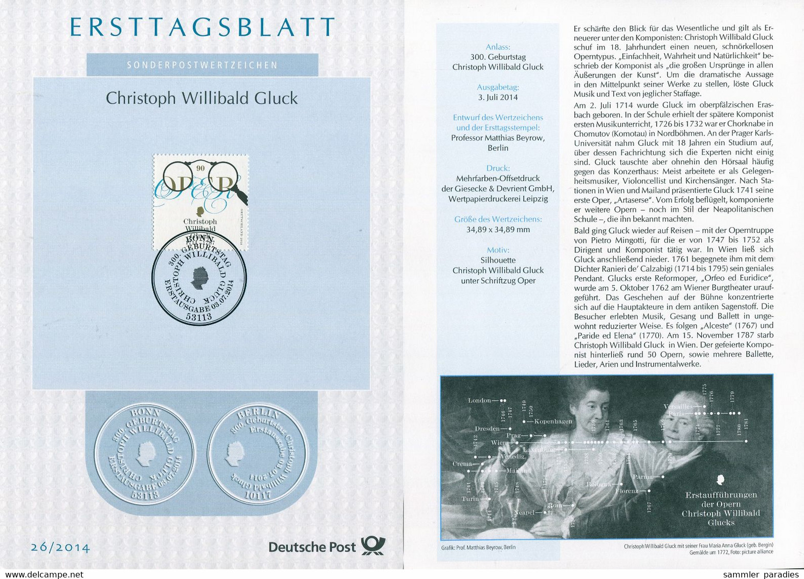 BRD - 2014 ETB 26/2014 - Mi 3092            90C Christoph Willibald Kluck - Other & Unclassified