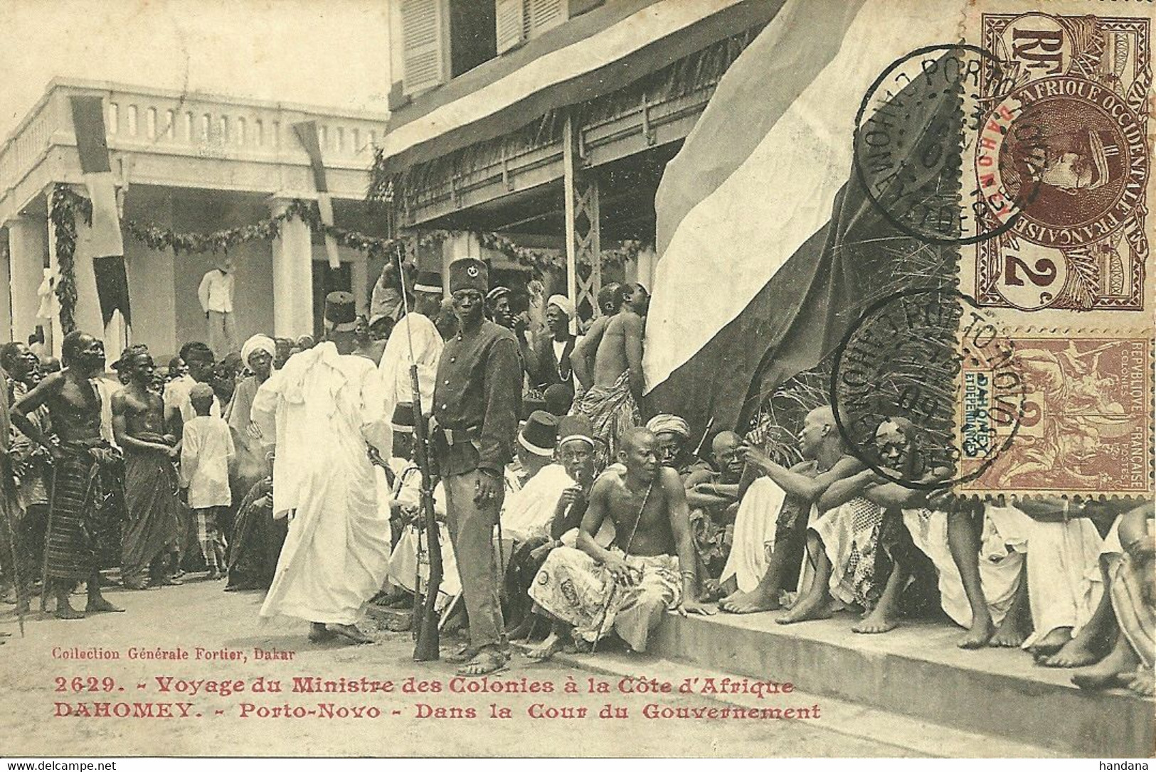 AFRIQUE OCCIDENTALE DAHOMEY PORTO NOVO  FORTIER COUR GOUVERNEMENT ANIMATION 1909 JOLI PLAN A VOIR - Dahomey