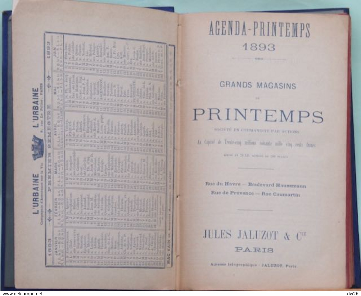 Agenda Des Grands Magasins Du Printemps 1893 - Nombreuses Histoires Et Publicités (Théâtre, Parfums, Presse...) - Agendas Vierges