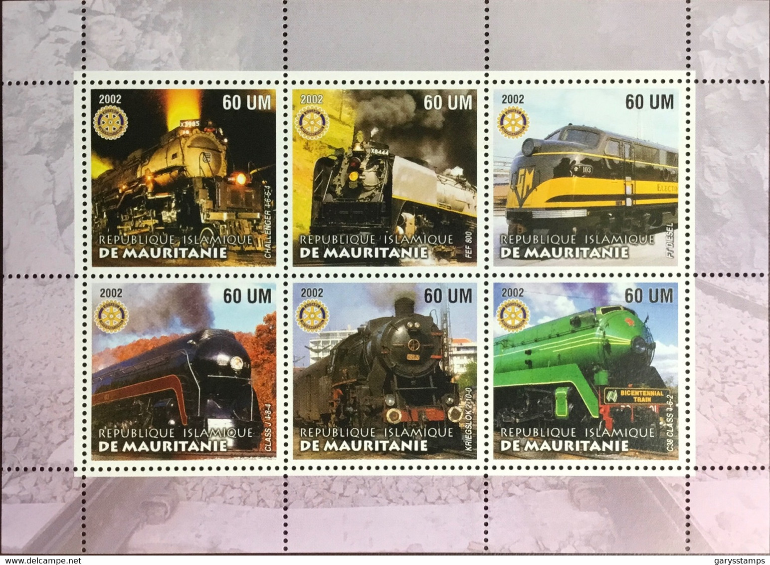 Mauritania 2002 Trains Locomotives Sheetlet MNH - Mauritania (1960-...)