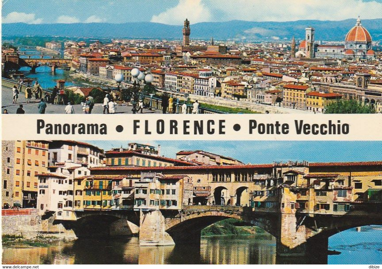 Tarjeta Postal. Italia. Firenze. Florencia. Panorama. Ponte Vecchio. Condición Media. Manchas. - Firenze (Florence)