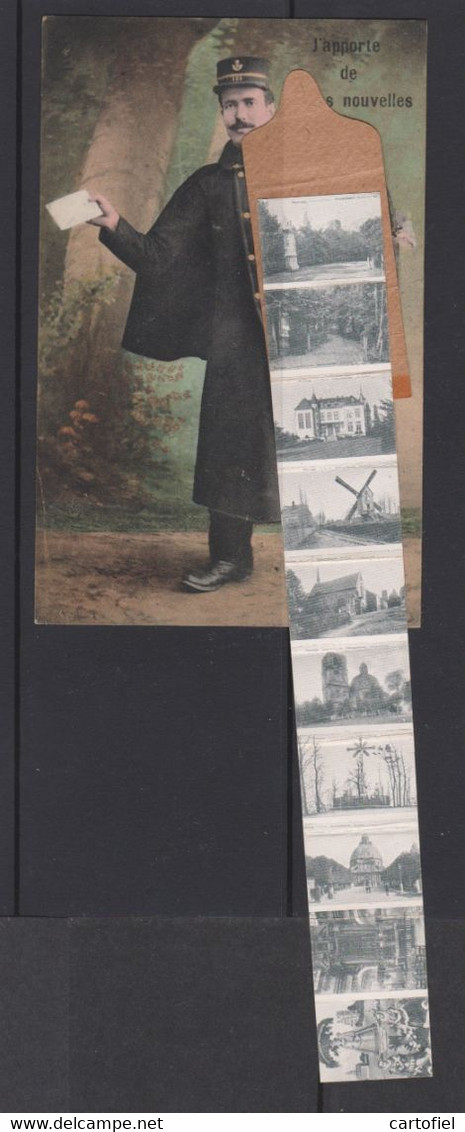 SCHERPENHEUVEL-MONTAIGU-FACTEUR-POSTBODE-LEPORELLO-KAART-MET 10 ZICHTJES-VERSTUURD-1920-RARE-ZIE DE 3 SCANS - Scherpenheuvel-Zichem