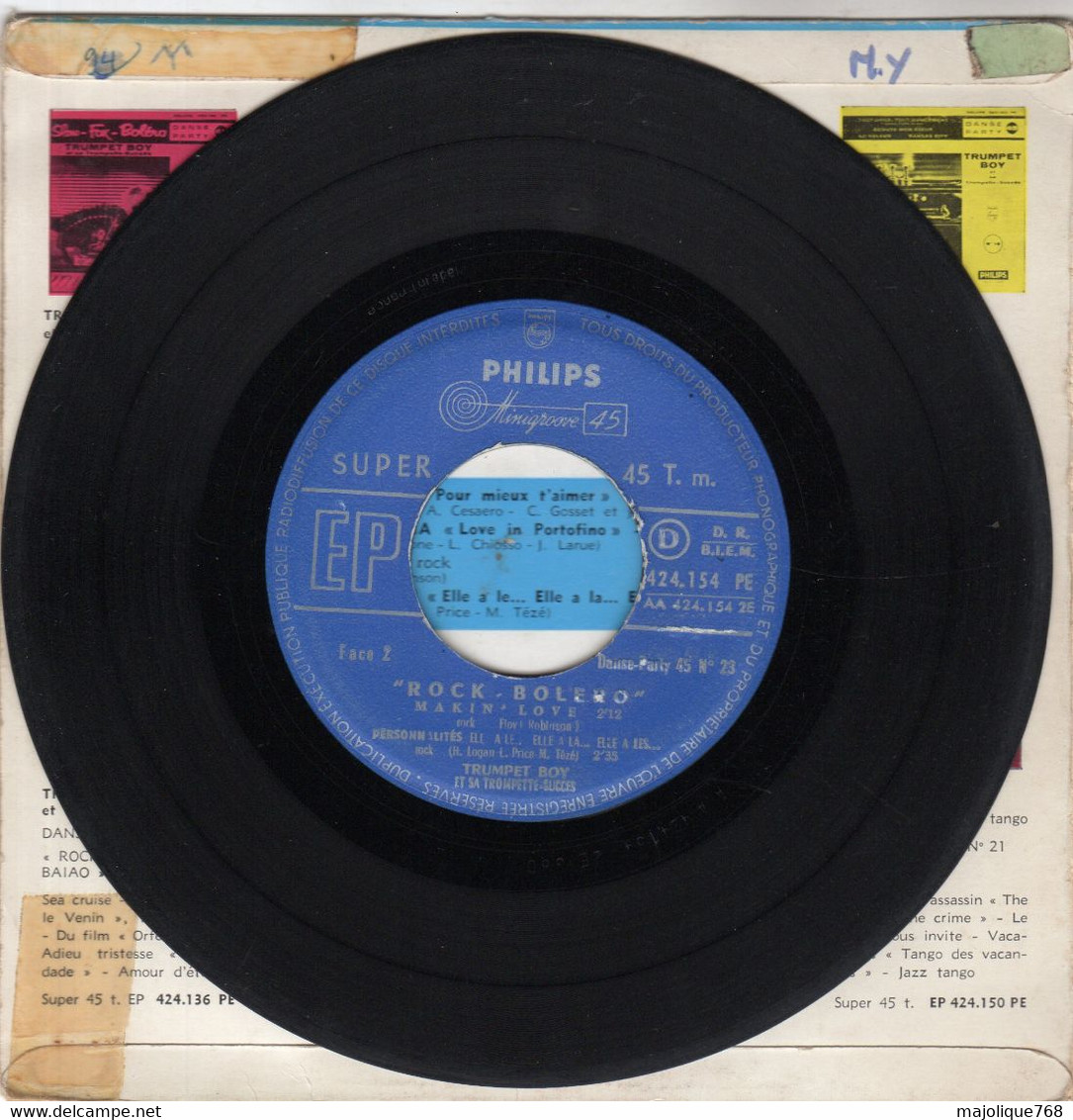 Disque - Trumpet Boy Et Sa Trumpette Succès - Rock - Bolero - Makin' Love - Philips 424.154 PE - France 1960 - - Jazz