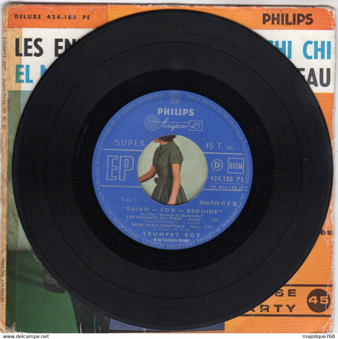 Disque - Trumpet Boy Et Sa Trumpette Succès - Baiao-fox-beguine  - Philips 424.188 PE - France 1960 - - Jazz