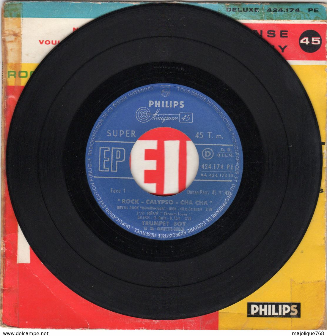 Disque - Trumpet Boy Et Sa Trumpette Succès - Rock-calypso-cha Cha - Reveil Rock - Philips 424.188 PE - France 1960 - - Jazz