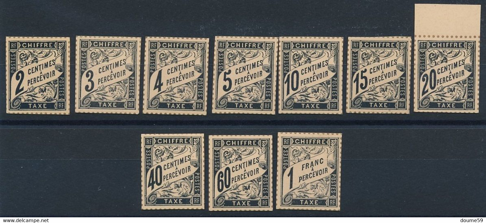 DS-317: FRANCE: Lot Avec TAXES N°11/17-19-21-22 TIRAGE SUR BRISTOL, DENTELURE FIGUREE Réimp 1900, Expo Univ.. - 1859-1959 Mint/hinged