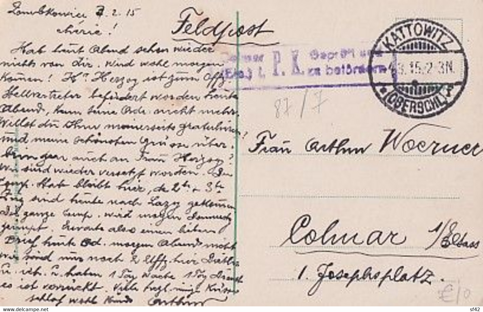 KATTOWITZ        BAHNHOF +   CACHET MILITAIRE       EN VENTE 5 SEMAINES - Polonia