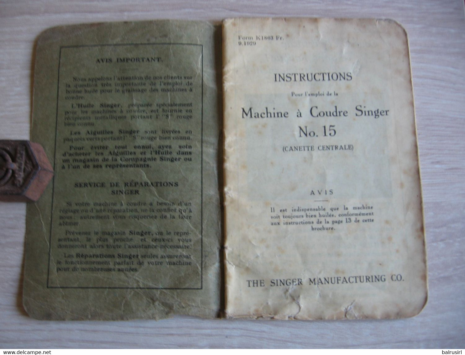 2 Manuels Machine à Coudre Singer 1929 (K 1863 Fr) - Machines