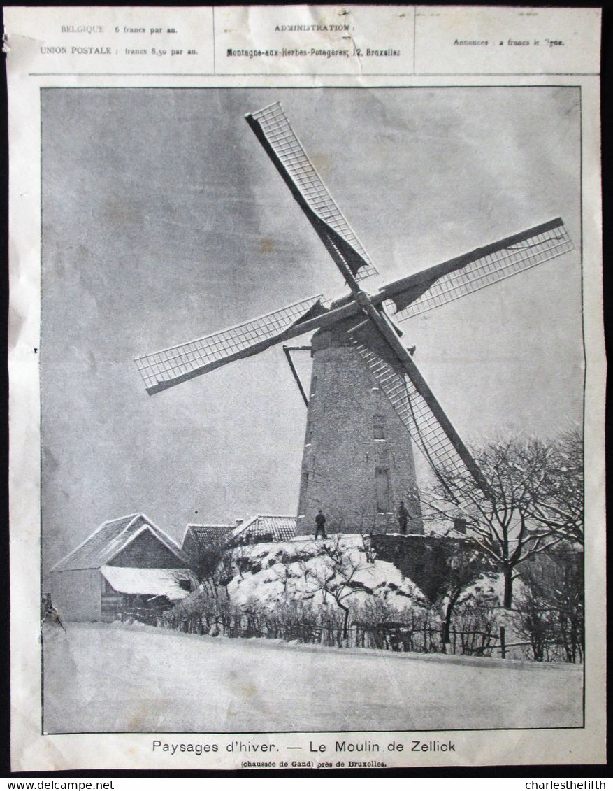 KNIPSEL UIT 1901 ** DE MOLEN VAN ZELLIK - LE MOULIN DE ZELLICK ** 29.5 X 22.5cm - Asse