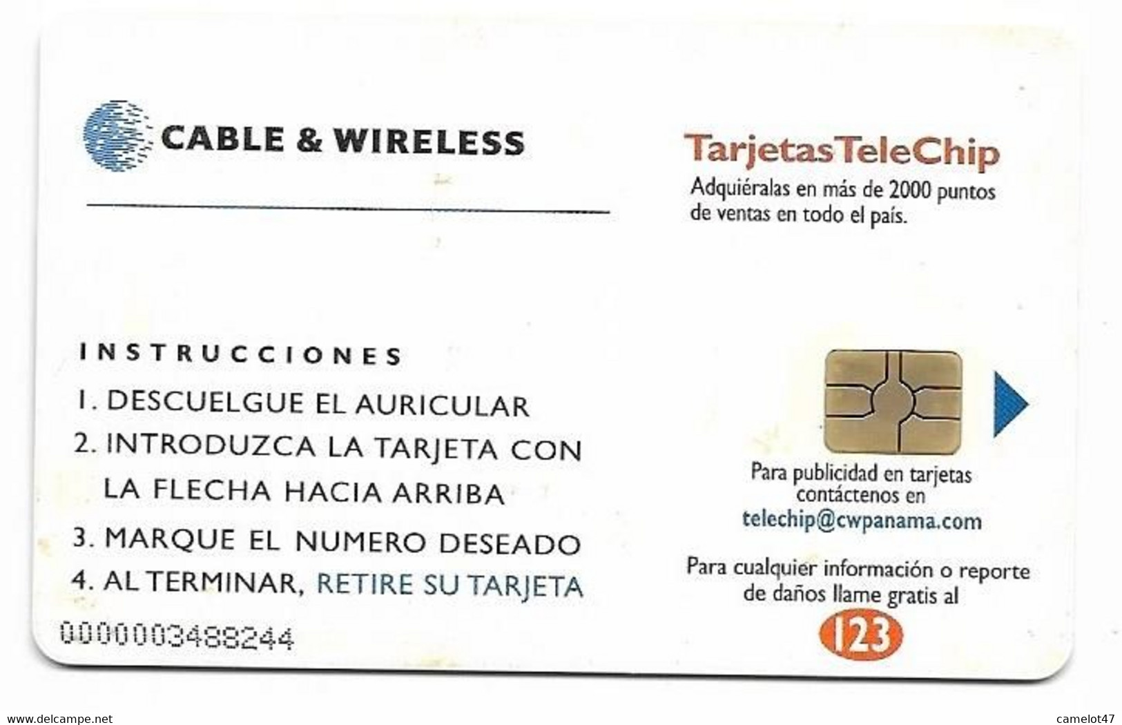 Panamá, Cable & Wireless Used Chip Phonecard, No Value, Collectors Item, # Panama-3 - Panama