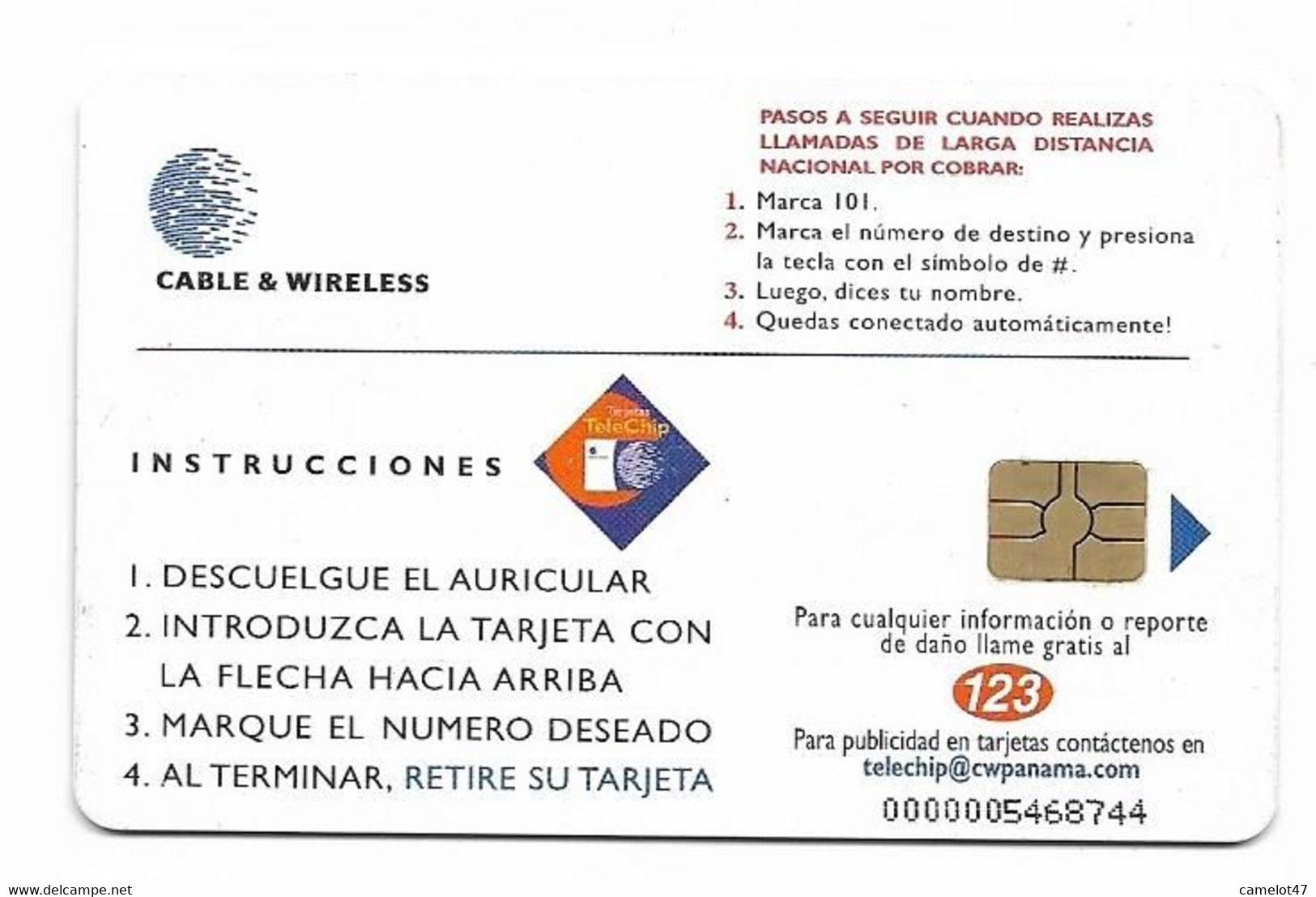 Panamá, Cable & Wireless Used Chip Phonecard, No Value, Collectors Item, # Panama-27 - Panamá