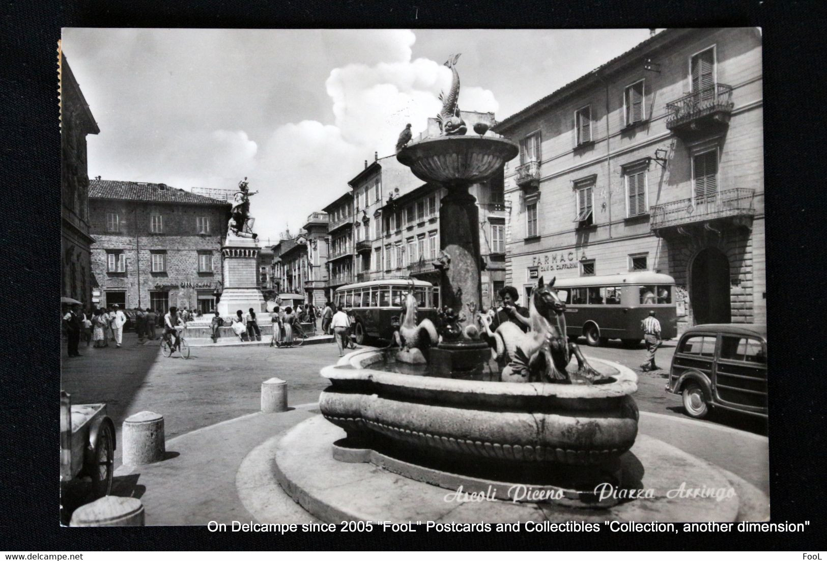 ITALIA Ascoli Piceno - Piazza Arringo Farmacia Caffe ITALIE Autobus Fontaine Automobile Animation ITALY Fountain Bus - Ascoli Piceno