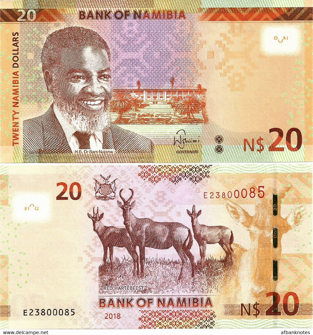 NAMIBIA        20 Dollars        P-17[b]        2018        UNC - Namibia
