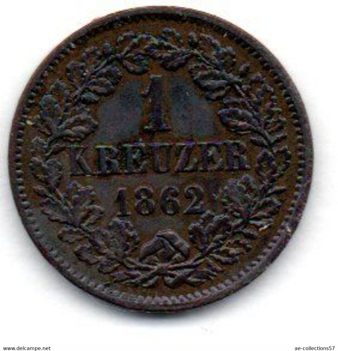 Baden  -  1 Kreuzer 1862  -  état  TTB+ - Petites Monnaies & Autres Subdivisions