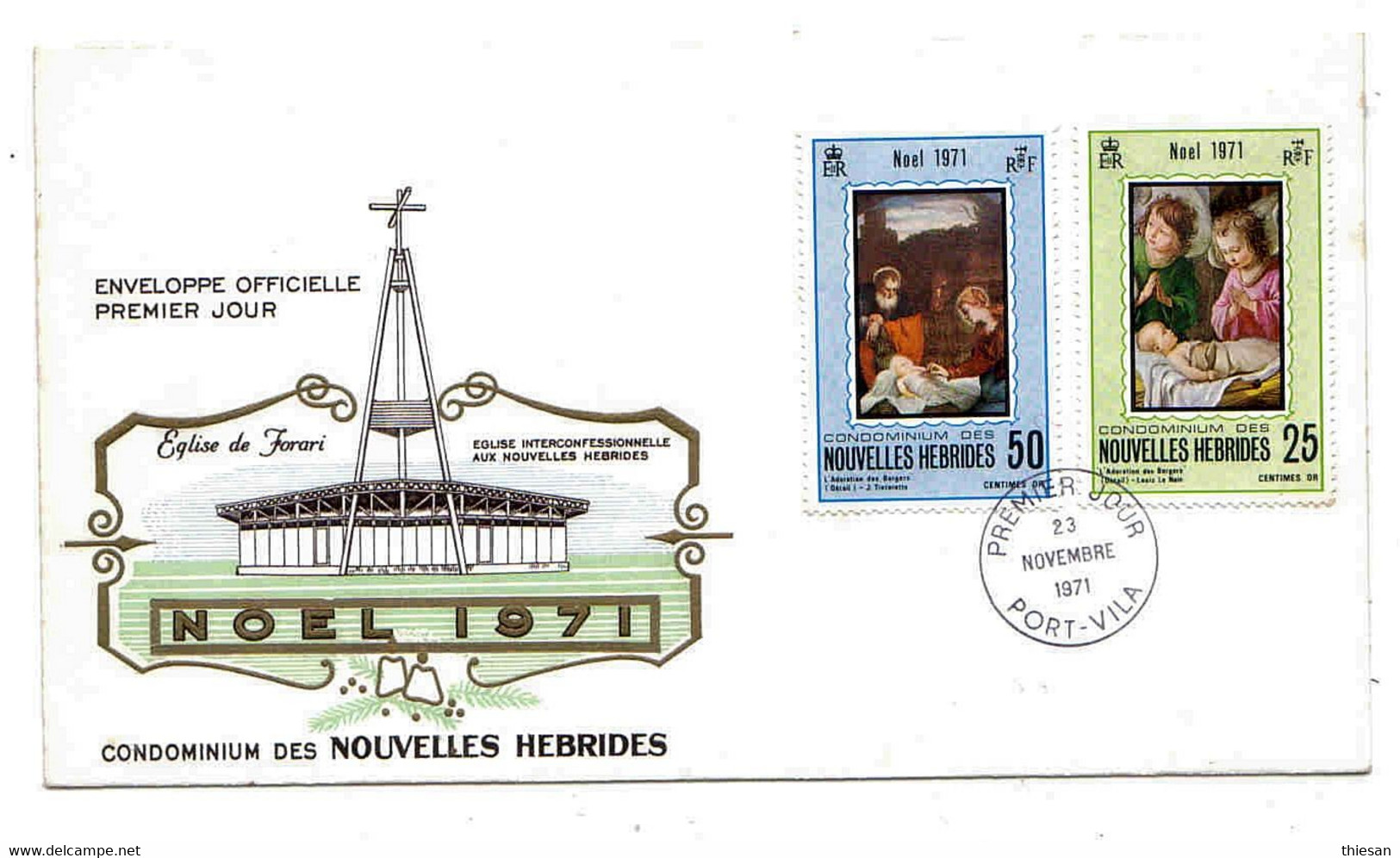 Nouvelles Hebrides. FDC. Enveloppe 1er Jour Port Vila Noel 1971. - FDC