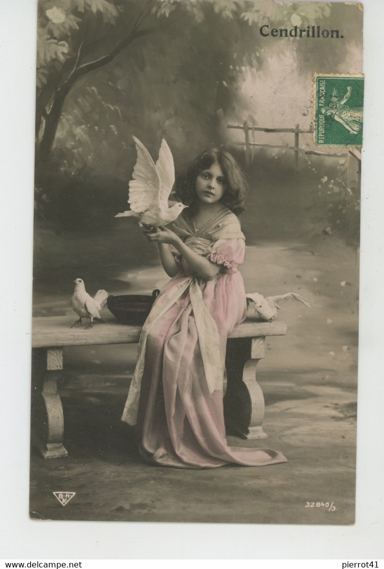 ENFANTS - LITTLE GIRL - MAEDCHEN - Jolie Carte Fantaisie Portrait Fillette Avec Oiseaux "CENDRILLON " - Portraits