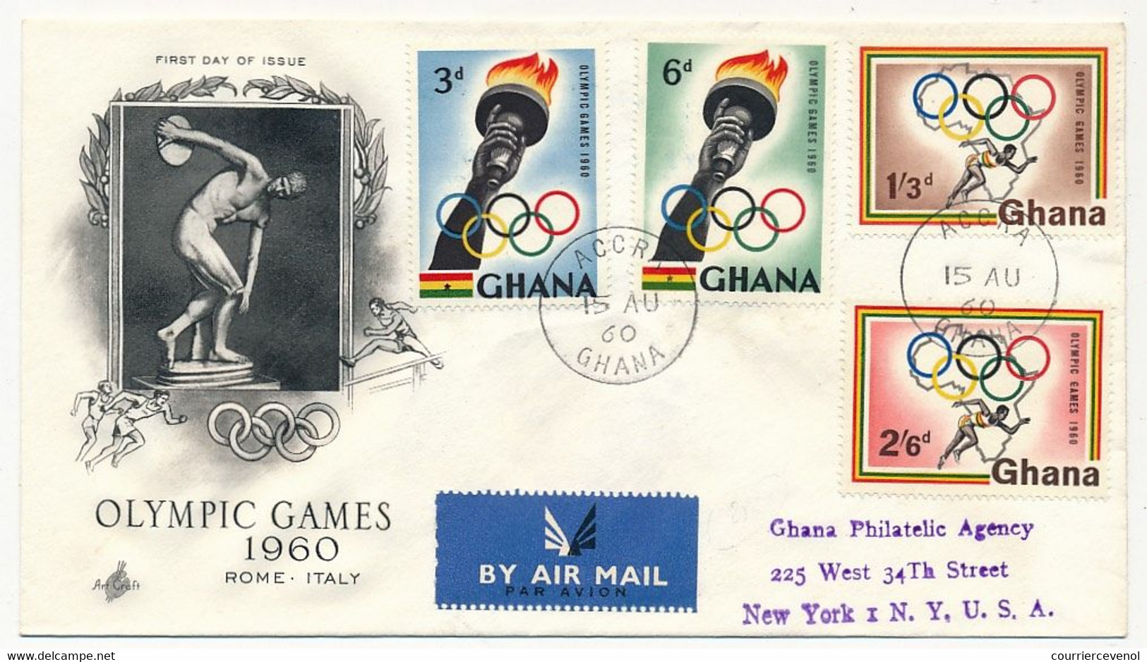 GHANA - 1960 Olympic Games Set On Registered FDC To USA - Ghana (1957-...)