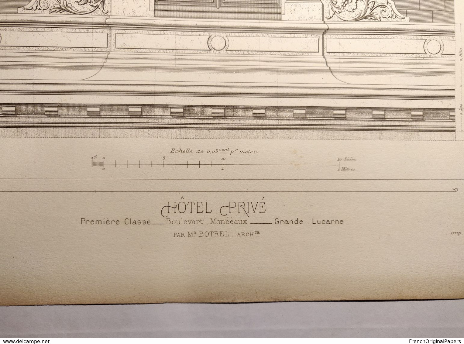 Planche Architecture Paris César Daly Architecte 1870 Maison Hôtel Privé Particulier Lucarne Botrel - Rue De Monceau P1 - Architecture