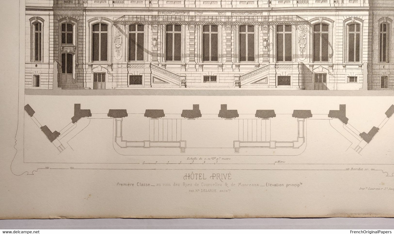 Planche Architecture Paris César Daly Architecte 1870 Maison Hôtel Privé Particulier Rue Courcelles Monceau - Delarue P1 - Architectuur