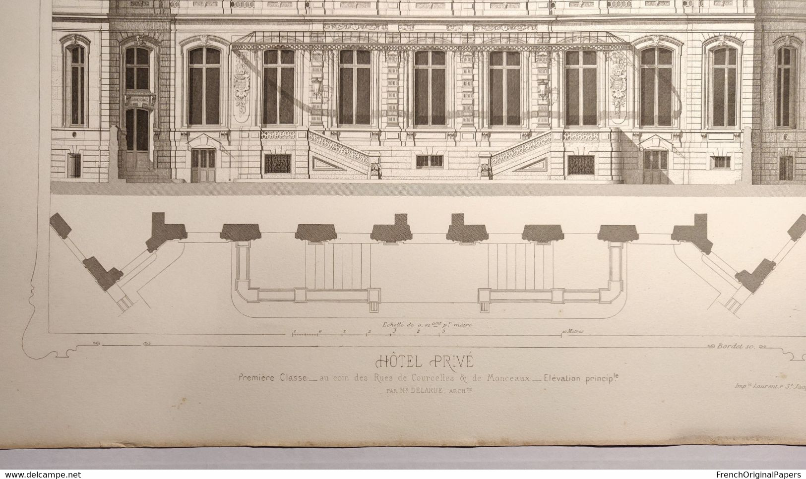 Planche Architecture Paris César Daly Architecte 1870 Maison Hôtel Privé Particulier Rue Courcelles Monceau - Delarue P1 - Arquitectura