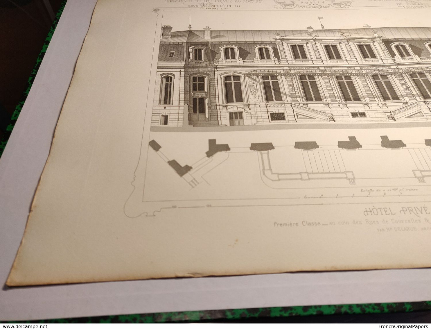 Planche Architecture Paris César Daly Architecte 1870 Maison Hôtel Privé Particulier Rue Courcelles Monceau - Delarue P1 - Architecture