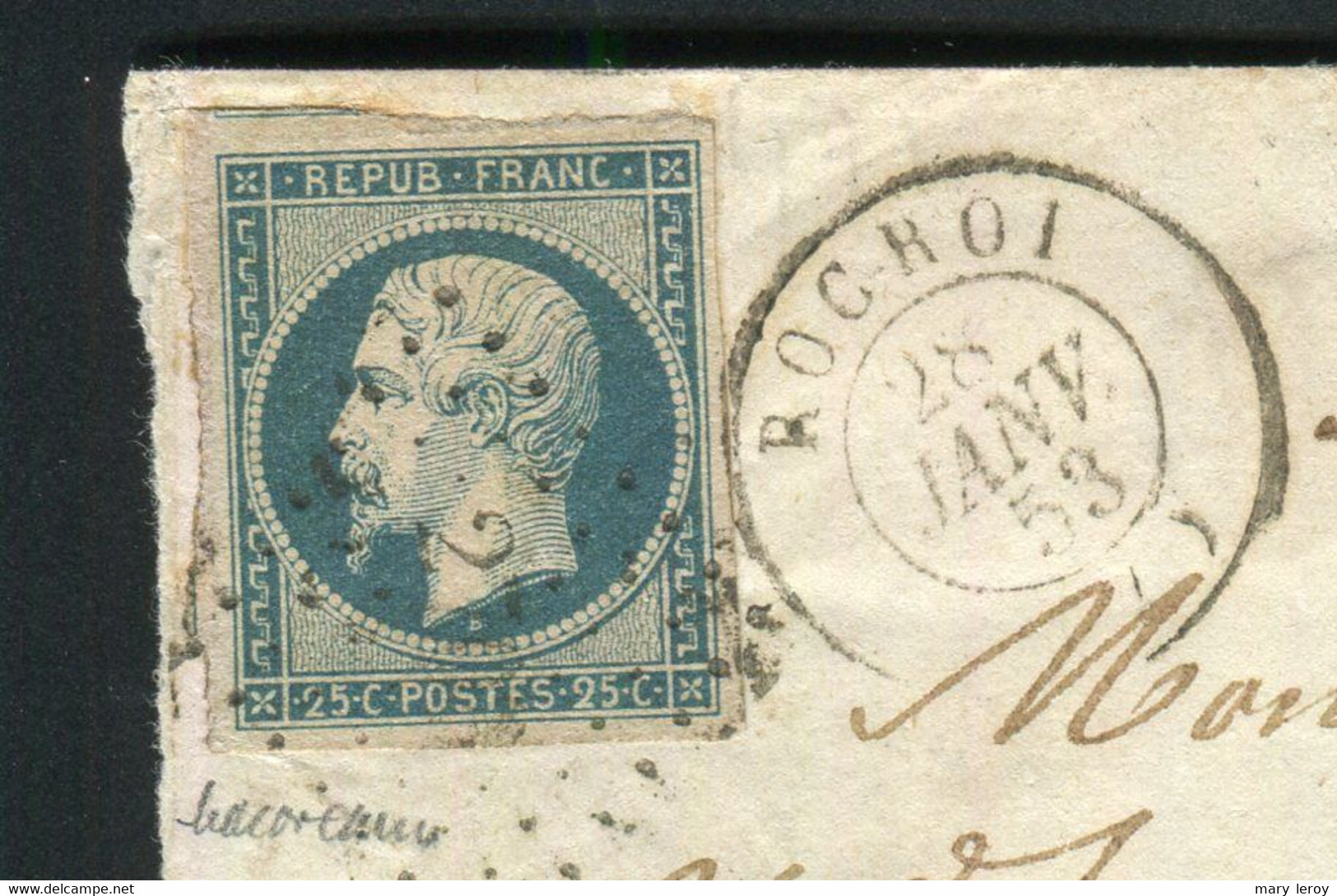 Rare Lettre De Rocroi Pour Charleville ( 1853 ) Avec Un N° 10 - 25 Centimes Présidence - 1852 Louis-Napoléon