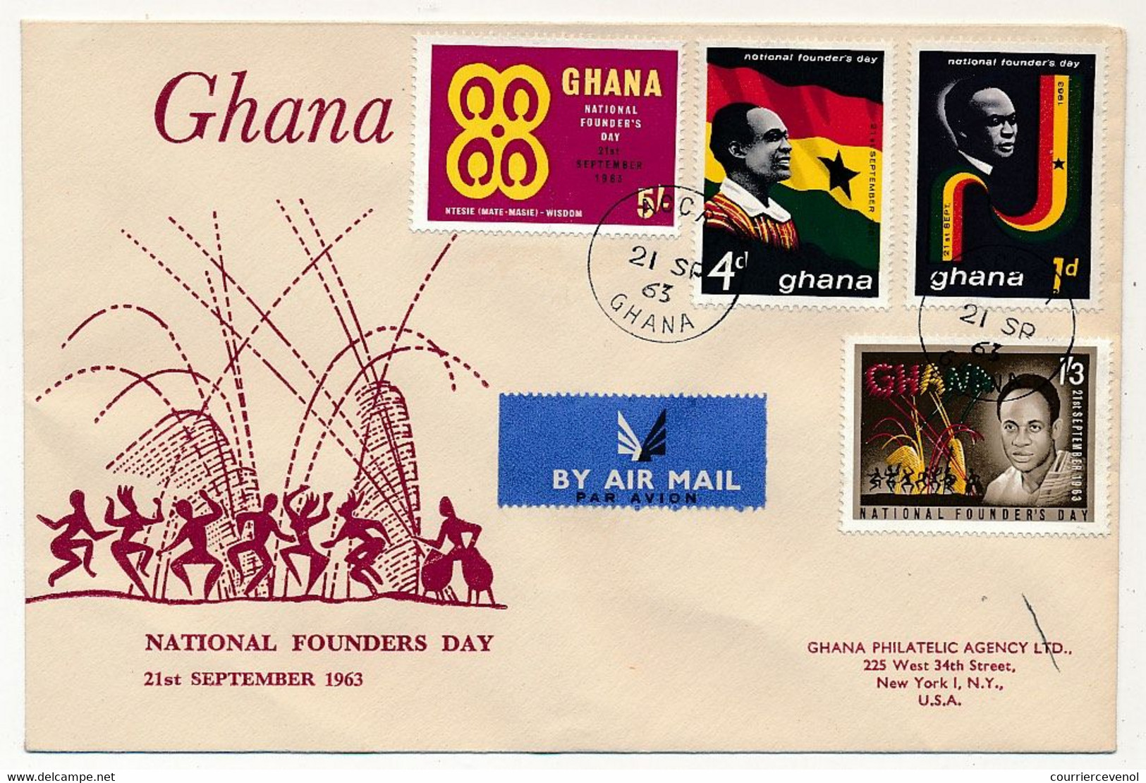 GHANA - 4 Valeurs "National Founders Day" Sur FDC  21/9/1963 - Ghana (1957-...)