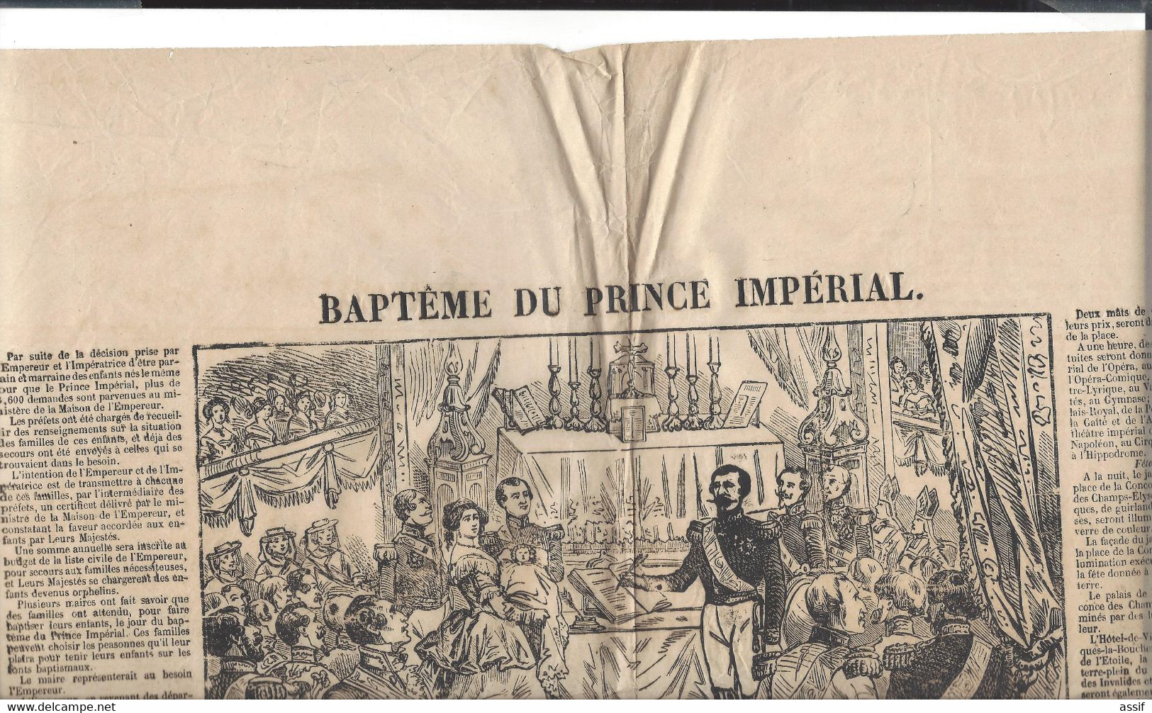 Affiche Feuille Volante  Baptême Du Prince Impérial  (  1856 ) - Plakate