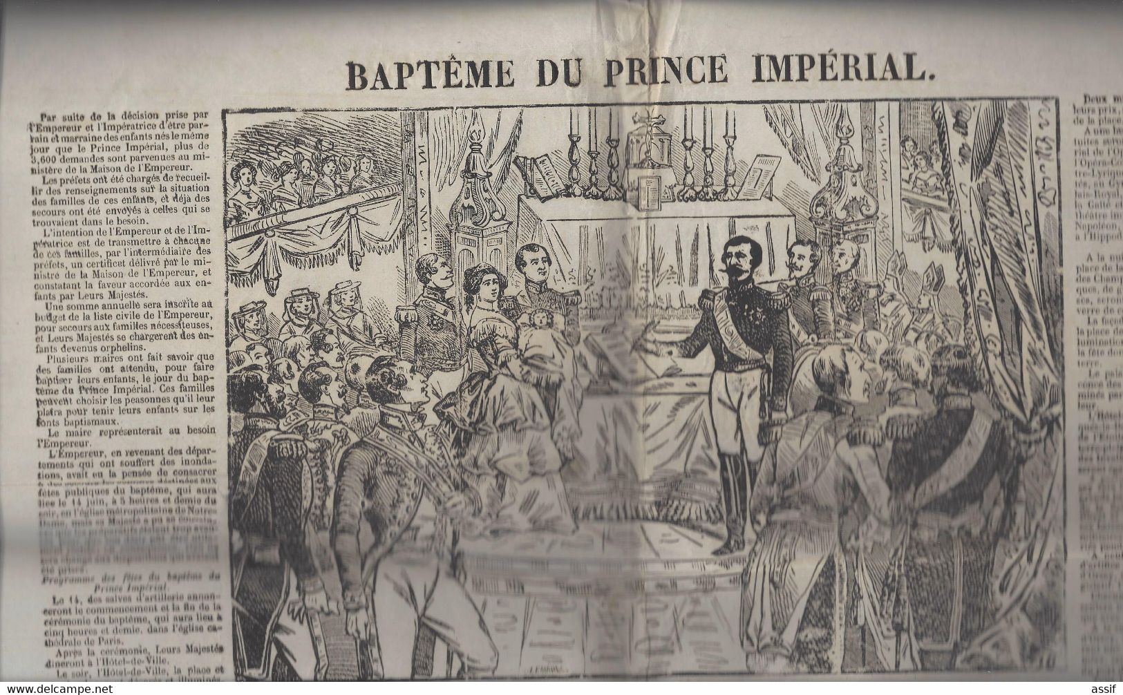 Affiche Feuille Volante  Baptême Du Prince Impérial  (  1856 ) - Posters