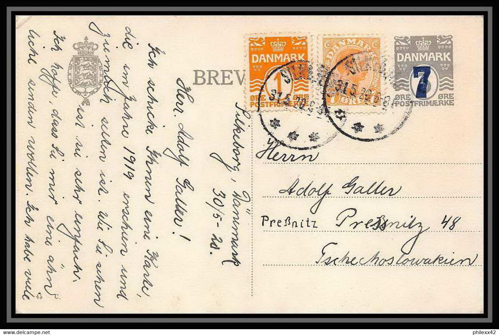 3120/ Danemark (Denmark) Entier Stationery Carte Postale (postcard) 1920 - Ganzsachen