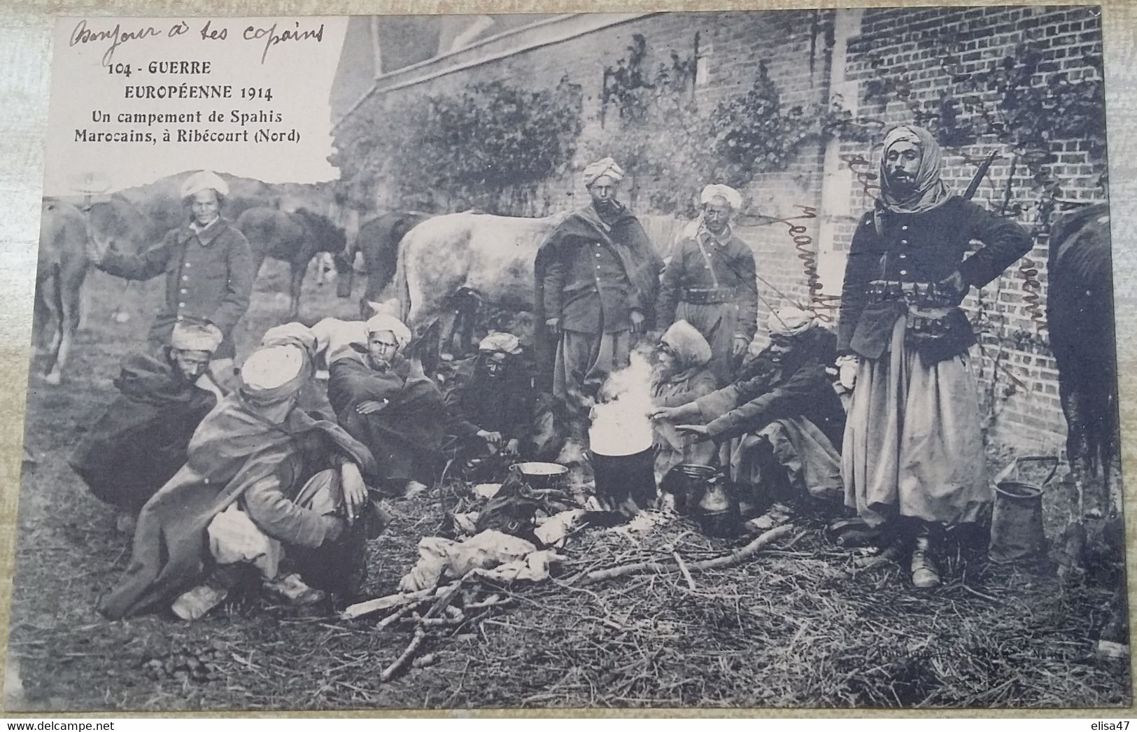 60 RIBECOURT GUERRE  EUROPEENNE 1914 UN CAMPEMENT DE SPAHIS MAROCAINS A RIBECOURT - Ribecourt Dreslincourt