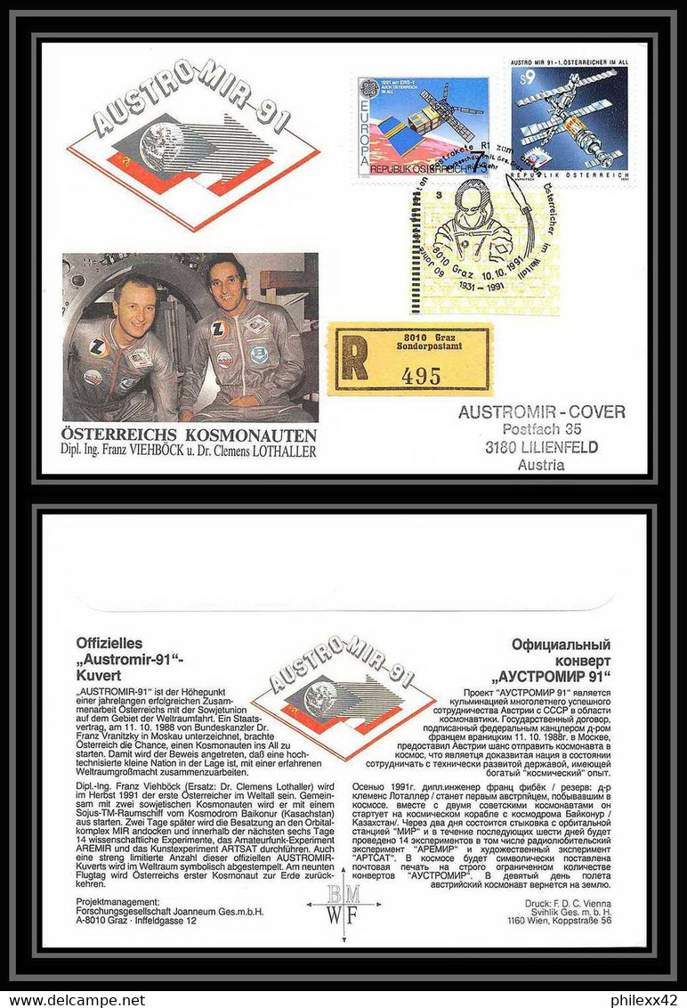 10449/ Espace (space Raumfahrt) Lettre (cover Briefe) 2/10/1991 Austro Mir 91 Udssr Autriche (Austria) - Europa