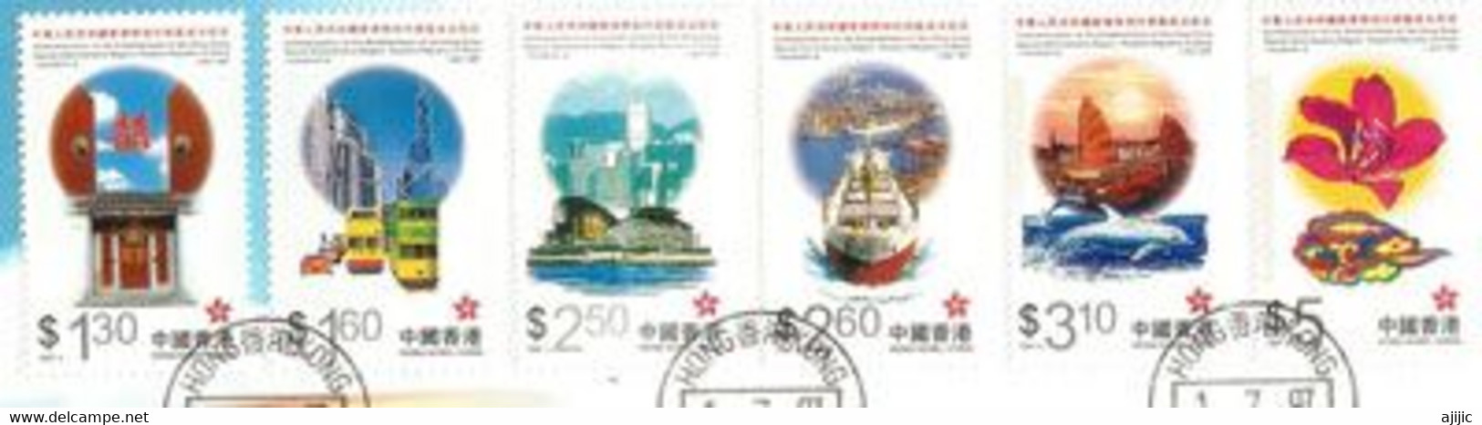 Nouvelle Région Administrative De Hong-Kong (1997) 6 Timbres Oblitérés 1 ère Qualité Sur Fragment Lettre - Altri & Non Classificati