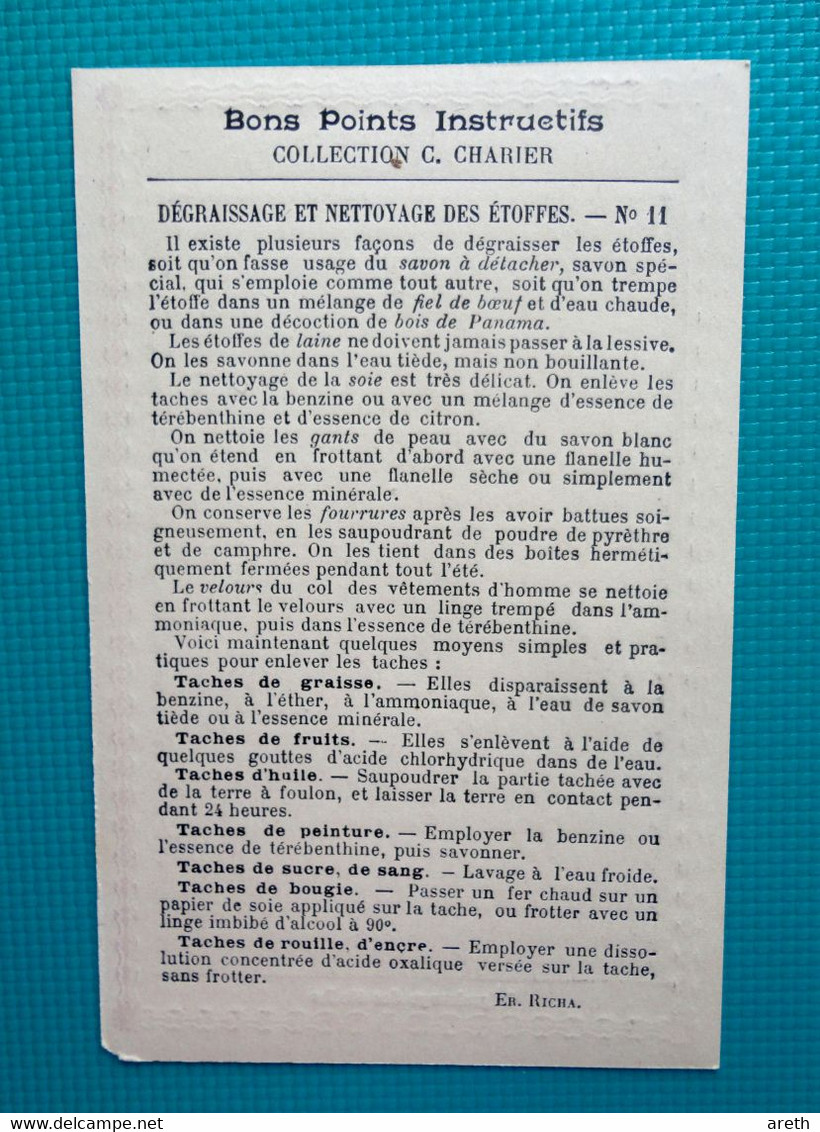 Bons Points Instructifs - Dégraissage Et Nettoyage Des étoffes - Illustrateur P. Mejanel - Collection C. Charier - Autres & Non Classés