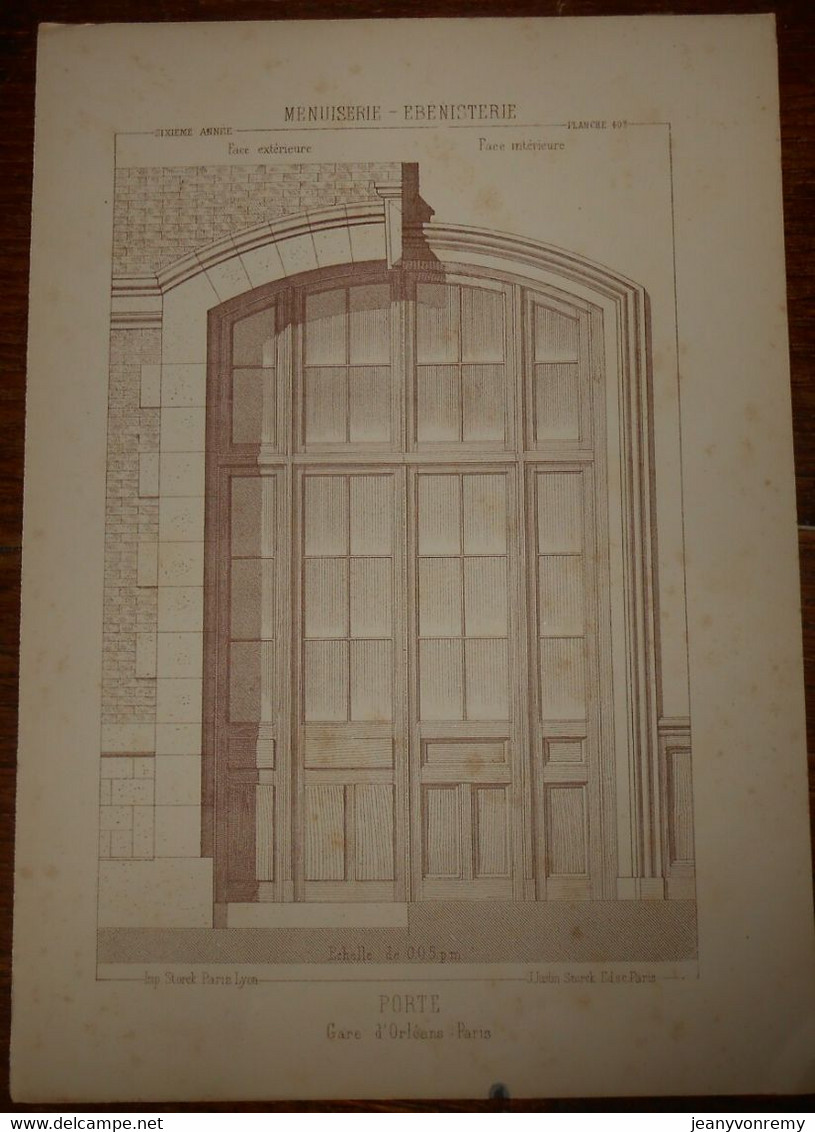 Porte. Gare D'Orléans à Paris. Menuiserie - Ebénisterie. .1887. - Other Plans