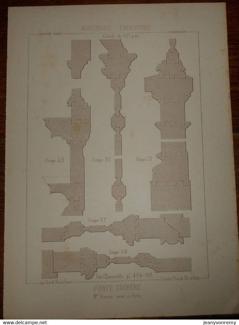 Porte Cochère. Menuiserie - Ebénisterie. M. Ronsin, Menuisier à Paris. 1887. - Other Plans