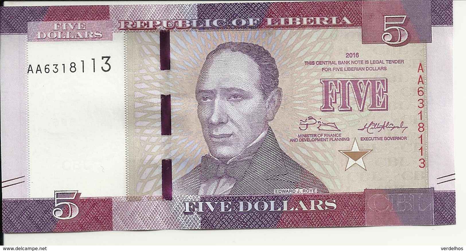 LIBERIA 5 DOLLARS 2016 UNC P 31 - Liberia