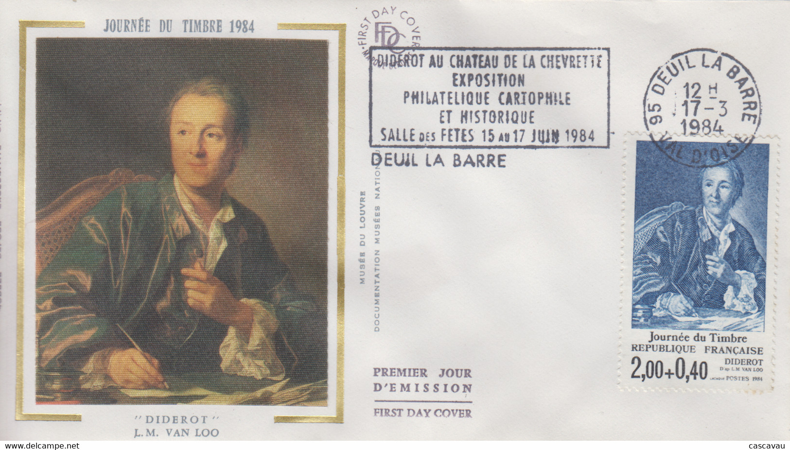 Enveloppe  FDC  Flamme  1er  Jour   FRANCE    DIDEROT   JOURNEE   DU   TIMBRE       DEUIL  LA  BARRE    1980 - 1980-1989