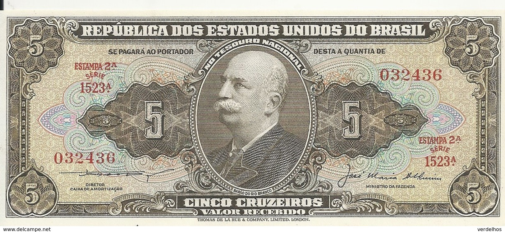 BRESIL 5 CRUZEIROS ND1953-59 UNC P 158 C - Brasil