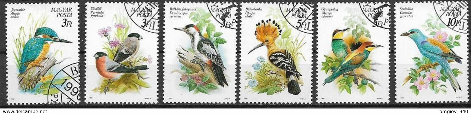 UNGHERIA 1990 FAUNA UCCELLI YVERT. 3257-3262 USATA VF - Used Stamps