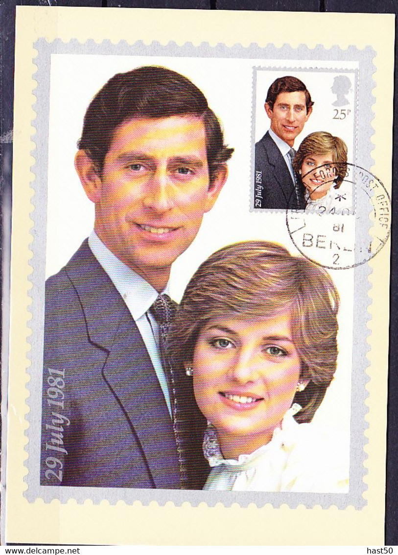 Großbritannien Great Britain  - Hochzeit Von Prinz Charles Und Lady Diana (MiNr: 885) 1981 - Offizielle MK - Maximum Cards