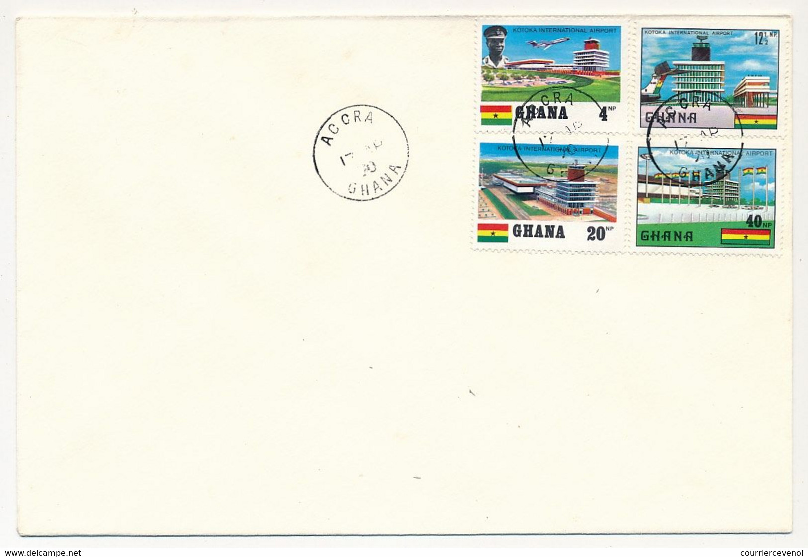 GHANA - 4 Valeurs "Kotoka International Airport" Sur Enveloppe Non Adressée - 17 /4 / 1960 - Ghana (1957-...)