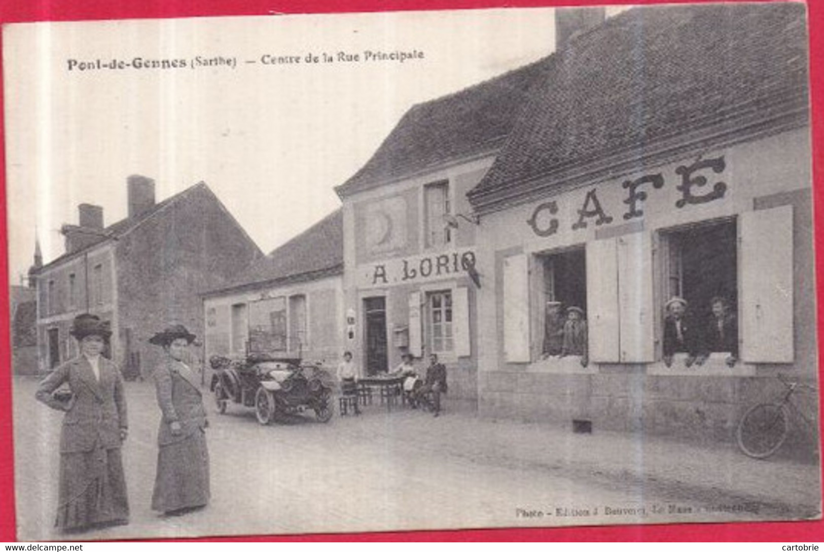 Dépt 72 - PONT-DE-GENNES - Centre De La Rue Principale - Animée, Café-Tabac, Automobile - (Montfort-le-Gesnois) - Montfort Le Gesnois